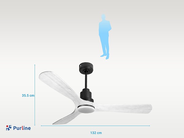 PURLINE - Ventilateur de plafond Réversible  Thermostat Dimmable Wifi Moteur à courant continu Toits en pente Télécommande Lumière à trois tons Hypersilence Mémoire - large