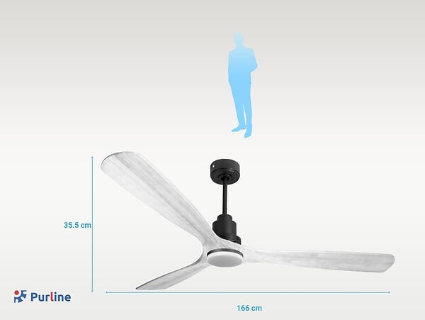 PURLINE - Ventilateur de plafond Réversible  Thermostat Dimmable Wifi Moteur à courant continu Toits en pente Télécommande Lumière à trois tons Hypersilence Mémoire - large