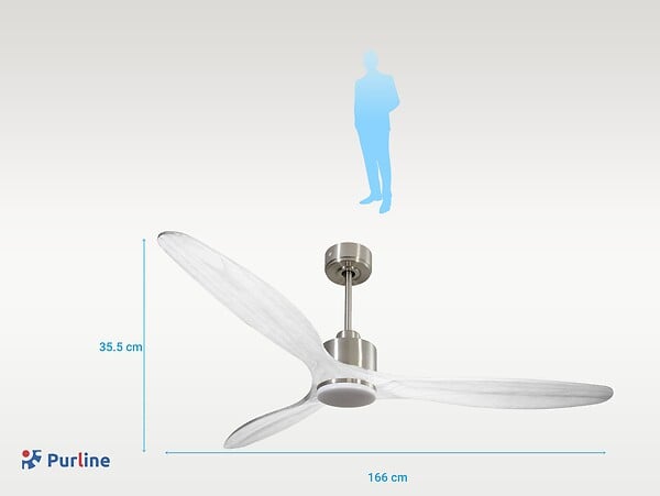 PURLINE - Ventilateur de plafond Réversible  Thermostat Dimmable Wifi Moteur à courant continu Toits en pente Télécommande Lumière à trois tons Hypersilence Mémoire - large