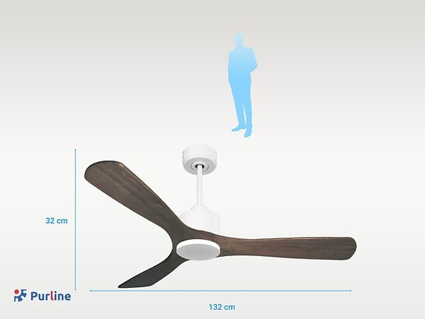 PURLINE - Ventilateur de plafond Réversible  Thermostat Wifi Moteur à courant continu Toits en pente Télécommande Hypersilence Mémoire - large