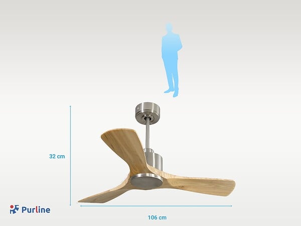 PURLINE - Ventilateur de plafond Réversible  Thermostat Wifi Moteur à courant continu Toits en pente Télécommande Hypersilence Mémoire - large