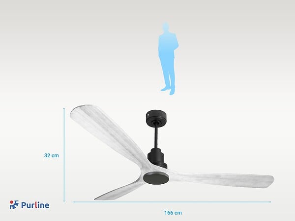 PURLINE - Ventilateur de plafond Réversible  Thermostat Wifi Moteur à courant continu Toits en pente Télécommande Hypersilence Mémoire - large