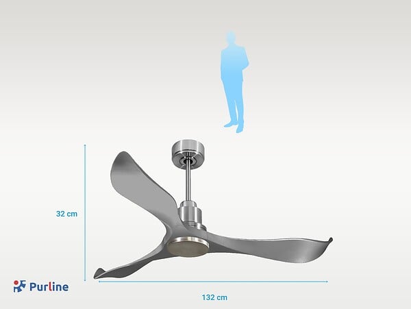 PURLINE - Ventilateur de plafond Réversible  Thermostat Wifi Moteur à courant continu Toits en pente Télécommande Mémoire - large