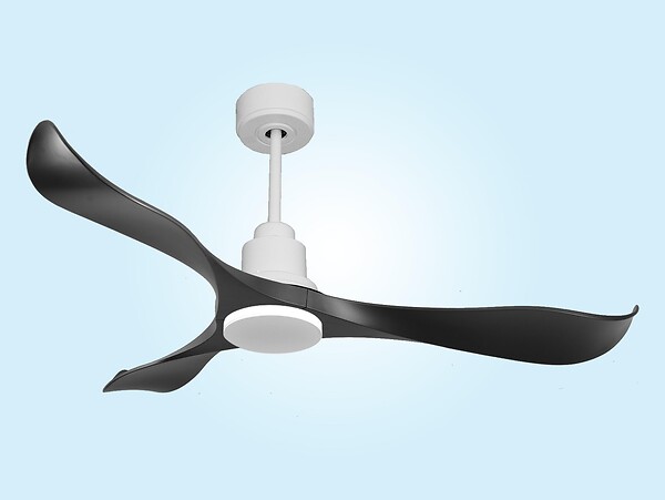 PURLINE - Ventilateur de plafond Réversible  Thermostat Wifi Moteur à courant continu Toits en pente Télécommande Adaptateur 2/3 Lames Hypersilence Mémoire - large