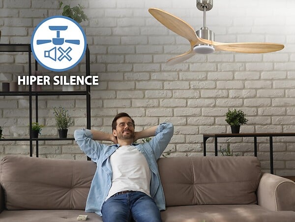 PURLINE - Ventilateur de plafond Réversible  Thermostat Dimmable Wifi Moteur à courant continu Toits en pente Télécommande Lumière à trois tons Hypersilence Mémoire - large