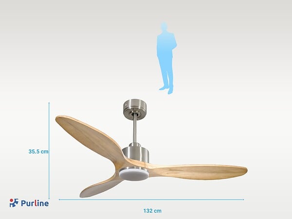 PURLINE - Ventilateur de plafond Réversible  Thermostat Dimmable Wifi Moteur à courant continu Toits en pente Télécommande Lumière à trois tons Hypersilence Mémoire - large