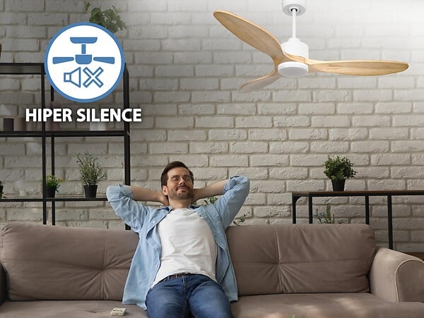 PURLINE - Ventilateur de plafond Réversible  Thermostat Dimmable Wifi Moteur à courant continu Toits en pente Télécommande Lumière à trois tons Hypersilence Mémoire - large