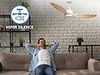 PURLINE - Ventilateur de plafond Réversible  Thermostat Dimmable Wifi Moteur à courant continu Toits en pente Télécommande Lumière à trois tons Hypersilence Mémoire - vignette