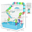 PAWHUT - Grande cage à hamsters 5 niveaux - tunnels, abreuvoir, roue, maisonnette, échelles - dim. 59L x 36l x 69H cm - métal PP bleu blanc - vignette