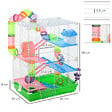 PAWHUT - Cage pour hamster souris rongeur 4 étages avec tunnels mangeoire roue maison échelles dim. 46L x 30l x 58H cm vert - vignette