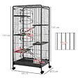 PAWHUT - Cage pour petits animaux roulante 5 rampes 5 plateformes gamelle distributeur eau plateau amovible métal PP noir - vignette