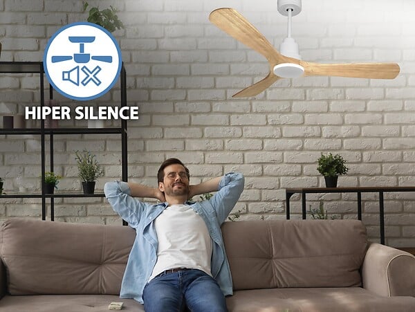 PURLINE - Ventilateur de plafond Réversible  Thermostat Wifi Moteur à courant continu Toits en pente Télécommande Hypersilence Mémoire - large