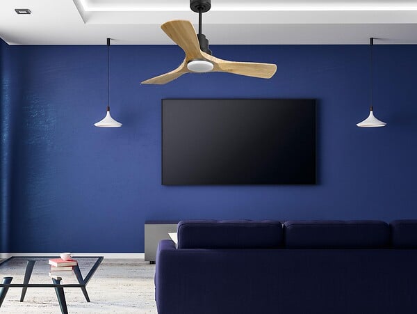 PURLINE - Ventilateur de plafond Réversible  Thermostat Dimmable Wifi Moteur à courant continu Toits en pente Télécommande Lumière à trois tons Hypersilence Mémoire - large
