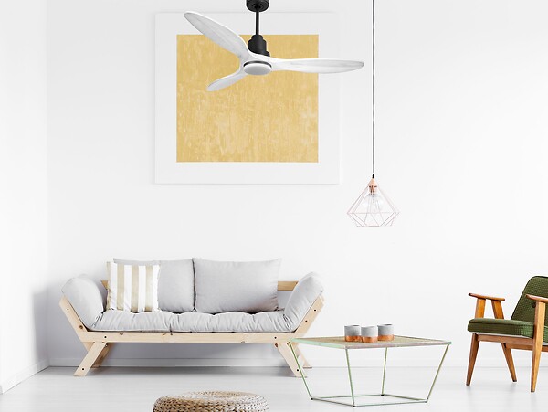 PURLINE - Ventilateur de plafond Réversible  Thermostat Dimmable Wifi Moteur à courant continu Toits en pente Télécommande Lumière à trois tons Hypersilence Mémoire - large