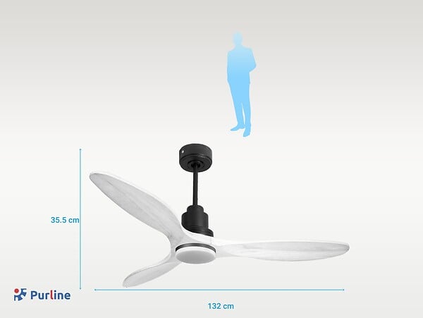 PURLINE - Ventilateur de plafond Réversible  Thermostat Dimmable Wifi Moteur à courant continu Toits en pente Télécommande Lumière à trois tons Hypersilence Mémoire - large