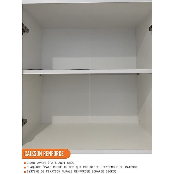 CUISINEANDCIE - Cuisineandcie - Meuble haut de cuisine Eco Blanc Brillant 1 porte L 40 cm - large