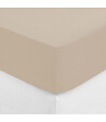 ATMOSPHERA - Drap housse 2 Personnes en percale de Coton Beige Lin 180 x 200 cm - vignette
