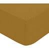 ATMOSPHERA - Drap housse 2 Personnes en percale de Coton Marron Mordoré 160 x 200 cm - vignette