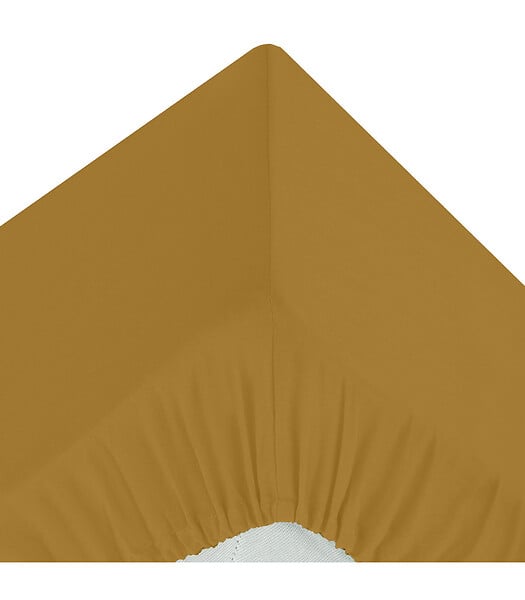 ATMOSPHERA - Drap housse 2 Personnes en percale de Coton Marron Mordoré 160 x 200 cm - large
