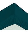 ATMOSPHERA - Drap housse 2 Personnes en percale de Coton Bleu Egéen 180 x 200 cm - vignette