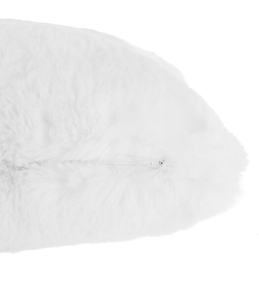 ATMOSPHERA - Coussin décoratif déhoussable en Fourrure Blanche 45 x 30 cm - large