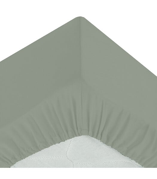 ATMOSPHERA - Drap housse 1 Personne en percale de Coton Vert Tilleul 90 x 190 cm - large