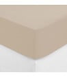 ATMOSPHERA - Drap housse 1 Personne en percale de Coton Beige Lin 90 x 190 cm - vignette
