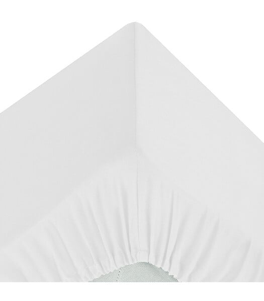 ATMOSPHERA - Drap housse 1 Personne en percale de Coton Blanc 90 x 190 cm - large