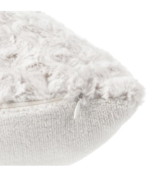 ATMOSPHERA - Coussin déhoussable en Fourrure Bouclée Écru 45 x 45 cm - large