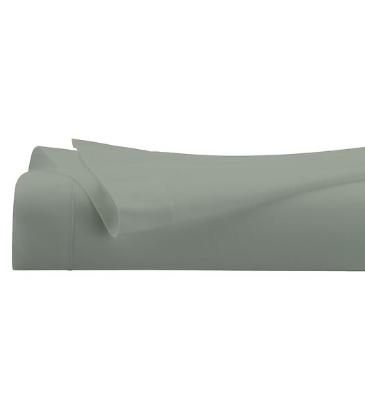 ATMOSPHERA - Drap plat 2 Personnes en percale de Coton Vert Tilleul 240 x 290 cm - large