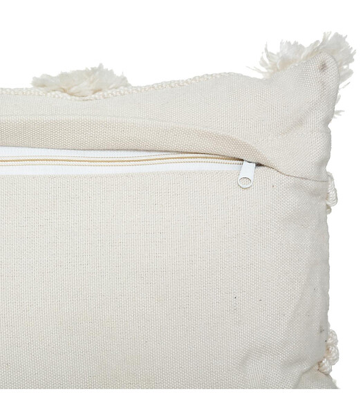 ATMOSPHERA - Coussin déhoussable Ivoire & Pompons Gris ardoise 30 x 50 cm - large