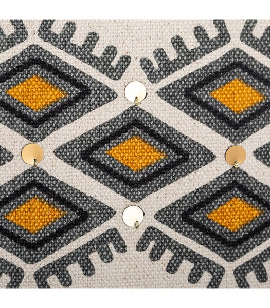 ATMOSPHERA - Housse de Coussin Aztèque pampille et Pompons 40 x 40 cm - large