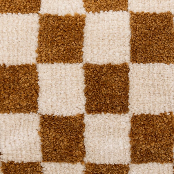 ATMOSPHERA - Coussin décoratif motif Damier tufté Jaune ocre 38 x 58 cm - large