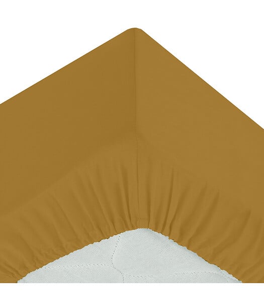 ATMOSPHERA - Drap housse 1 Personne en percale de Coton Marron Mordoré 90 x 190 cm - large