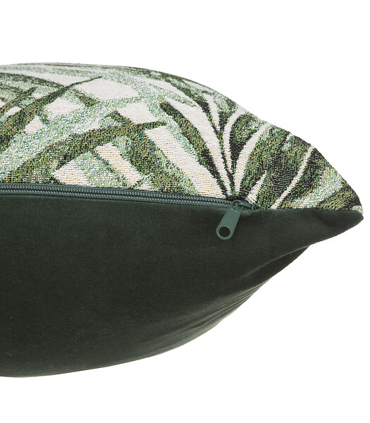 ATMOSPHERA - Housse de Coussin Jacquard Vert cèdre & Tropical 40 x 40 cm - large