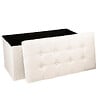 ATMOSPHERA - 2 en 1 Pouf pliant double et coffre de rangement Beige aspect Lin 76 x H 38 cm - vignette