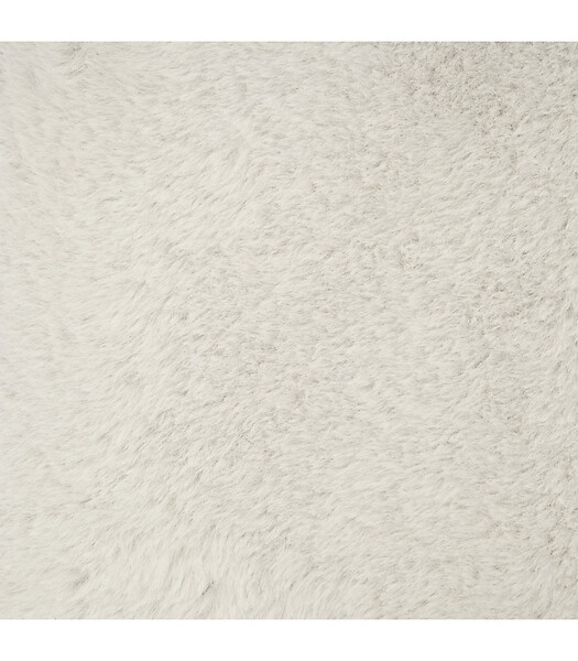 ATMOSPHERA - Pouf et Coffre de rangement en bois et Fourrure Blanche 76 x 38 cm - large