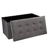 ATMOSPHERA - 2 en 1 Pouf pliant double et coffre de rangement Velours Gris foncé 76 x H 38 cm - vignette