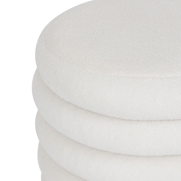 ATMOSPHERA - Pouf avec coffre en tissu à bouclettes Blanc 59 x 45 cm - large