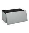 ATMOSPHERA - 2 en 1 Pouf pliant double et coffre de rangement Gris clair aspect Lin 76.6 x H 37.5 cm - vignette