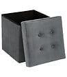 ATMOSPHERA - 2 en 1 Pouf pliant et coffre de rangement Velours Gris  38 x 38 cm - vignette