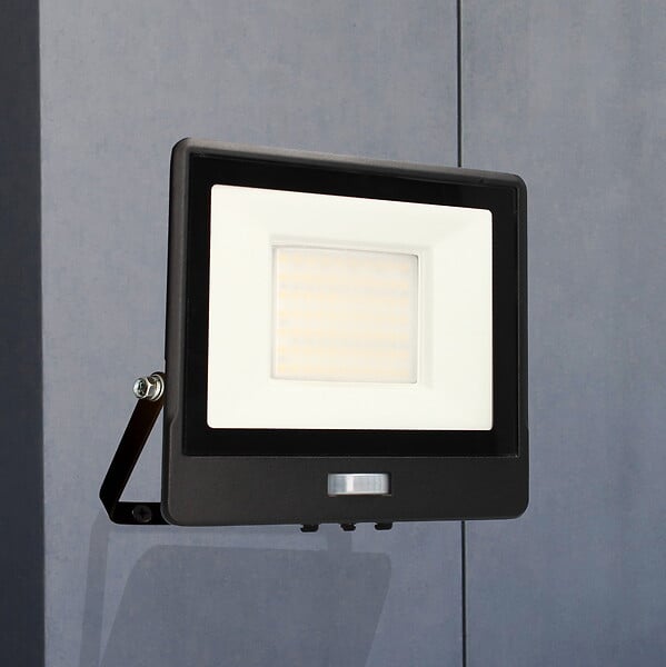 ARLUX - Projecteur mural ALTO - 50W, 4000K, 4300lm, Noir - Détecteur IR - large