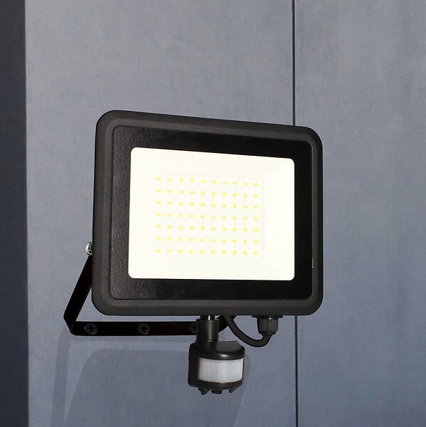 ARLUX - Projecteur mural KREON 2 - IP44, 50W, 4000K, 5000lm, Noir - Détecteur IR - large