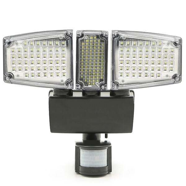 ID MARKET - Projecteur solaire 3 têtes 178 LED détecteur de mouvement - large