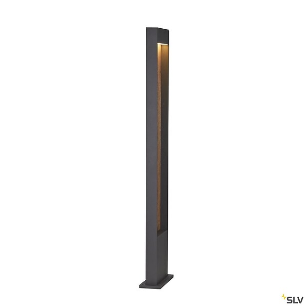 SLV - Borne extérieur SLV FLATT 100 anthracite/imitation bois avec LED intégrée pour éclairage extérieur, Hauteur 100 cm - large