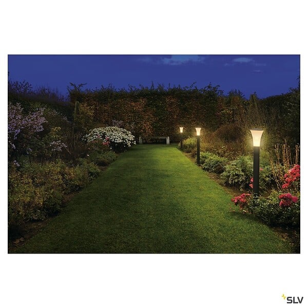 SLV - Borne extérieure SLV ALPA CONE, anthracite, E27, 24W pour éclairage extérieur - Hauteur 100 cm - large