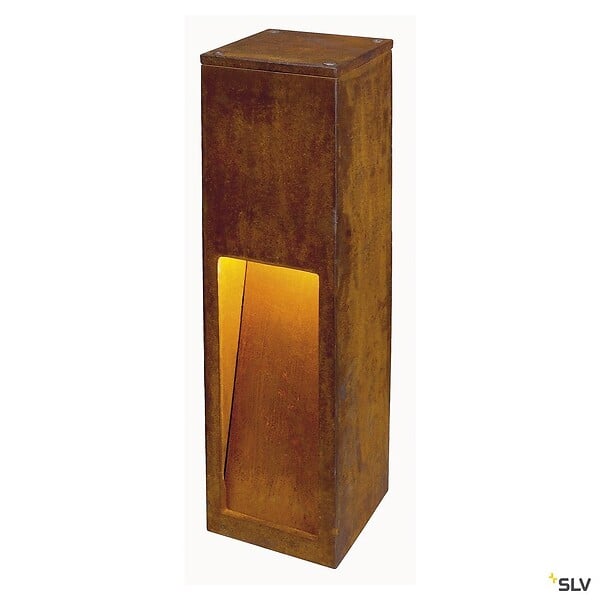 SLV - Borne extérieure SLV RUSTY SLOT, coloris fonte rouillée, E27, 11W - Hauteur 50 cm - large