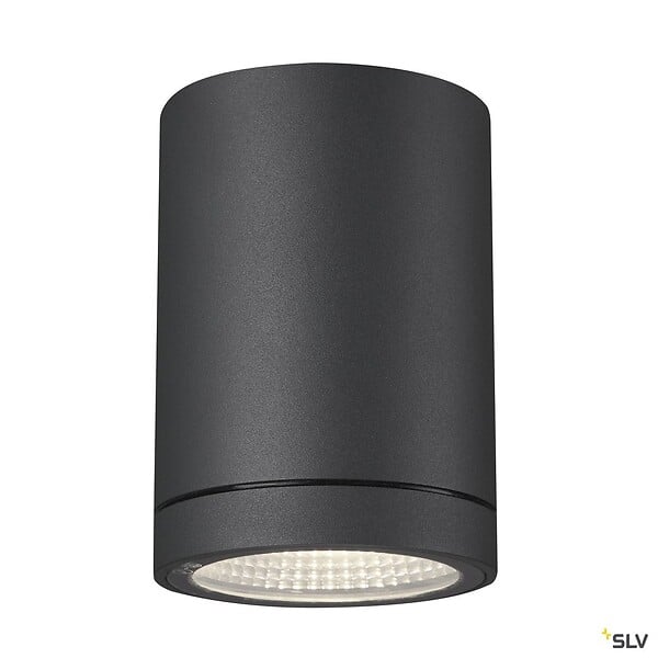 SLV - Plafonnier extérieur rond SLV ENOLA ROUND, anthracite, avec LED intégrée - Diamètre Ø 8,4 cm - large