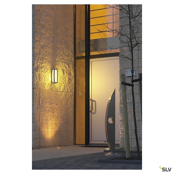 SLV - Applique extérieure SLV MERIDIAN BOX, diffuseur opalescent/anthracite, E27, 25W max, IP54 - large