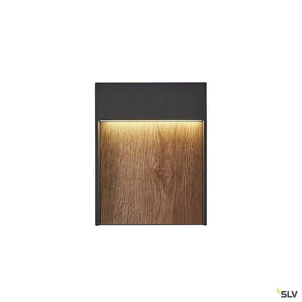 SLV - Applique extérieure FLATT anthracite/imitation bois avec LED intégrée, 14W, 3000K/4000K, IP65 - large